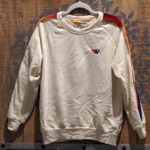 Sz S aviator nation velvet stripe crew sweatshirt